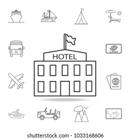 hotel line icon. Set of Tourism and Leisure icons. Signs, outline furniture collection, simple thin line icons for websites, web design, mobile app, info graphics on white background