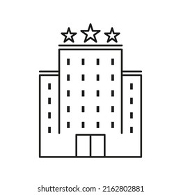 Hotel line icon. Three star restaurant or hotel. Feedback, review, service, staff, reception, vacation, vacation, trip. Recommended concept. Vector line icon for Business and Advertising