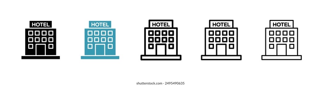 Hotel-Linie Symbol Vektorgrafik Set.