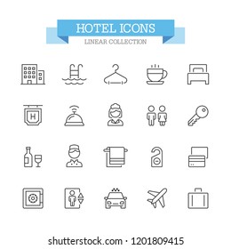 Iconos de la línea del hotel.