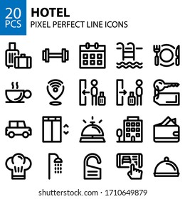 hotel line icons bundle pixel perfect