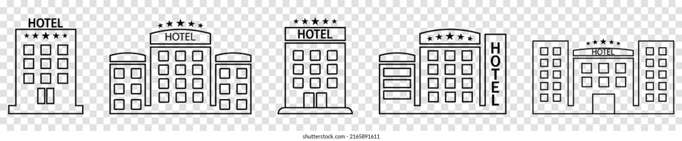 Hotel line icons. Design for web and mobile app. Vector illustration isolated on transparent background