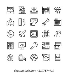 Hotel line icons. Outline symbols. Vector line icons set