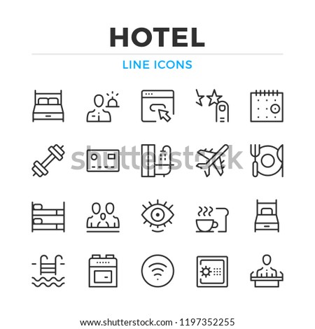 Hotel line icons set. Modern outline elements, graphic design concepts, simple symbols collection. Vector line icons