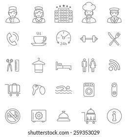 Hotel line icons set.Vector