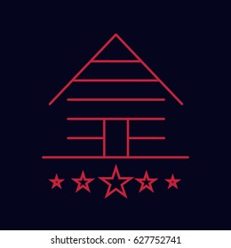 Hotel line vector icon. Isolated stock vector illustration.Hotel building with stars line icon. Symbol, logo illustration