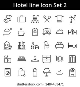 Hotel line vector icon set 