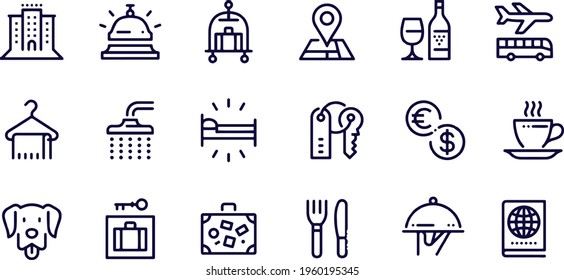 Hotel - diseño vectorial de iconos de línea 