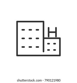 The hotel. linear icon. Line with Editable stroke