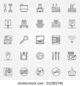 Hotel linear icons - vector set of thin line hotel services icons or logo elements