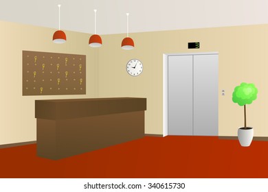 Hotel lobby reception interior illustration vector