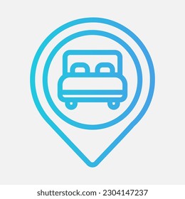 Hotel location icon in gradient style, use for website mobile app presentation