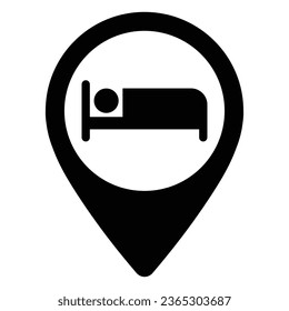 A hotel location icon symbol marker. Editable EPS 10 vector illustration isolated on white background