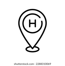 Hotel location icon. Trendy modern flat linear vector hotel location icon on white background from thin line hotel collection, editable outline stroke vector illustration