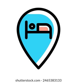 hotel location icon vector illustration in colored outline