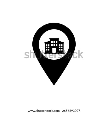 Hotel location map pin silhouette icon vector flat design.