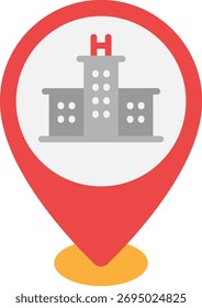 Hotel Location Pin Flat Icon
