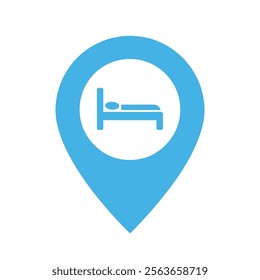 Hotel Location Pin Icon. Accommodation Finder Marker.