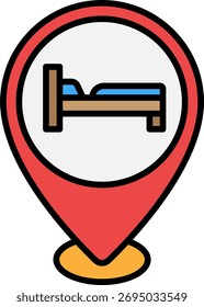 Localização do Hotel Ícone Pin com símbolo de cama