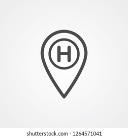 Hotel location pin vector icon sign symbol