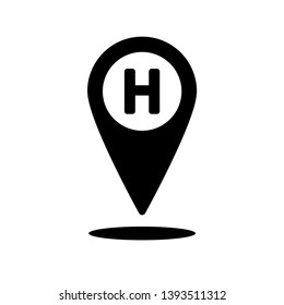 Hotel location pin vector icon. Symbol, logo illustration
