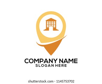 hotel location pointer vector i.con logo design template.