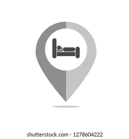 Hotel Location symbol, Flat design style, Map pointer icon, Vector