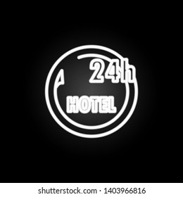 hotel logo 24 hours neon icon. Elements of hotel set. Simple icon for websites, web design, mobile app, info graphics