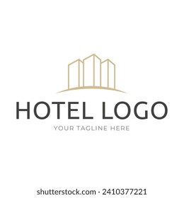 Logo del hotel. plantilla vectorial de icono de construcción
