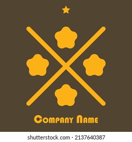 Hotel Logo, Cross Lines With Four Star Five Star Hotel, 