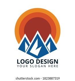 Logo-Design des Hotels. Mount mit Sun-Logo