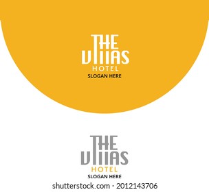 Plantilla de diseño del logotipo del hotel con tema naranja y gris