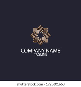 Hotel logo with floral geometric design elements. Can be used for icons.