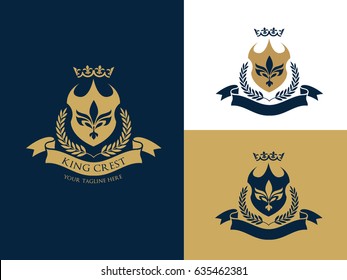 Hotel Logo, luxury brand identity, king royal icon, vector illustration 
