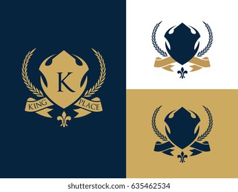 Hotel Logo, luxury brand identity, king royal icon, vector illustration 