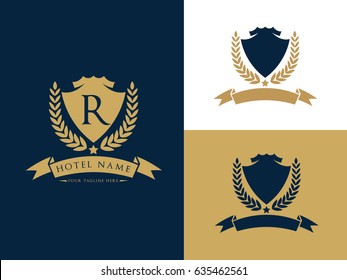 Hotel Logo, luxury brand identity, king royal icon, vector illustration 