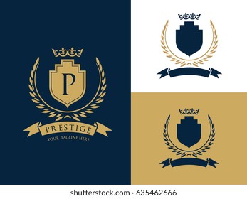 Hotel Logo, luxury brand identity, king royal icon, vector illustration 