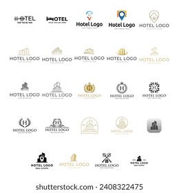 Hotel Logo. Real estate logo set. Vector icon pack.