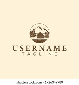 Hotel logo with a retro-style mountain atmosphere.