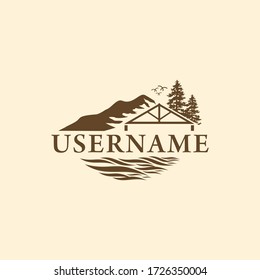 Hotel logo with a retro-style mountain atmosphere.