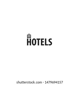 hotel logo with a simple shape of the hotel building above the letter H like a king's crown. unique, modern, minimalist.