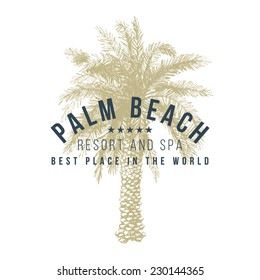 Hotel Logo Template With Hand Drawn Palm Tree