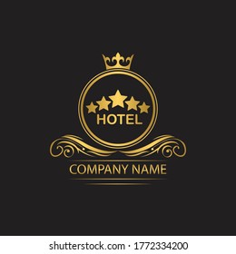 hotel logo template luxury royal vector company  decorative emblem with crown  