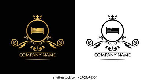 hotel logo template luxury royal vector company  decorative emblem with crown  