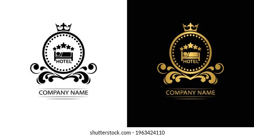 hotel logo template luxury royal vector company  decorative emblem with crown  