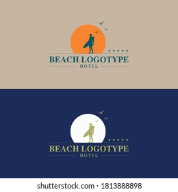 Plantilla del logotipo del hotel en dos colores, vector.
