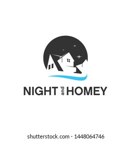 hotel logo tourism simple circle illustration of black night at home modern design idea