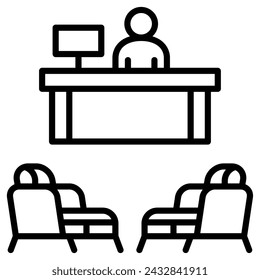 Hotel Lounge Icon Linie Vektor-Illustration