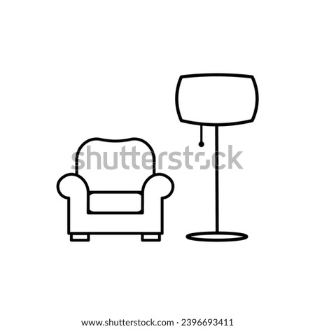 Hotel lounge vector icon. Filled flat sign for mobile concept and web design. listening corner armchair and nightstand with lamp icon. Symbol, logo illustration. Vector graphics