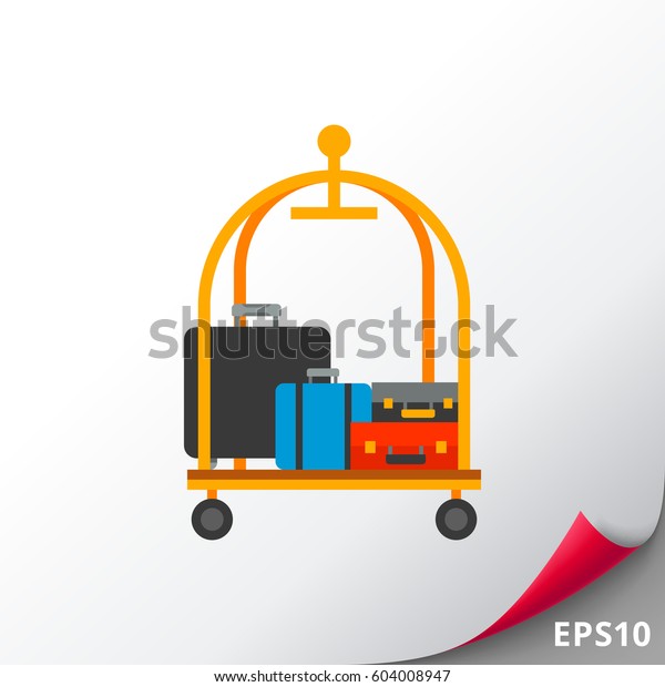 Hotel luggage cart with\
luggage icon